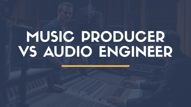 music producer and audio engineer working together during professional recording session